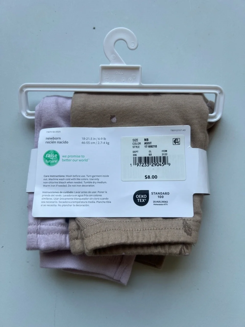 Carter's Girls Neutral & Lavender Pants with Pink and Mauve Bow Headbands